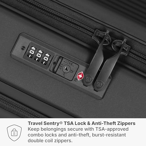 Traveler's Choice Novia Top Opening Expandable Polycarbonate Luggage with Spinner Wheels, Black, 30-Inch Large - color: Black, size: 30-Inch Large