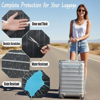 24 Inch PVC Clear Suitcase Cover (Black Trim) - color: Black Trim-0.4mm, size: M Suitcase Cover.