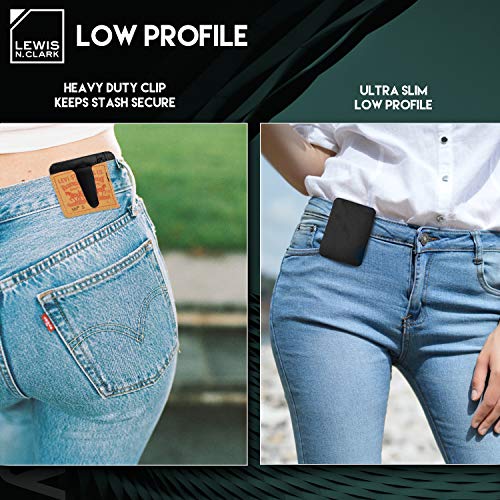 Lewis N. Clark RFID-Blocking Hidden Clip Stash Travel Belt Wallet, Black, One Size - color: Black