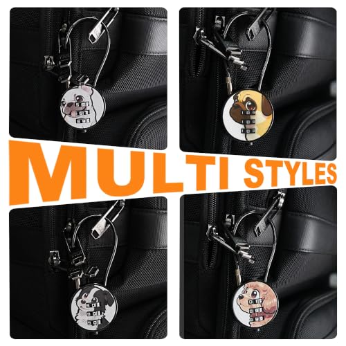 Small Combination Lock for Luggage, Gym Locker, Backpack Bag Zipper, Mini Combo Lock with Code, 5.12 Inch Steel Cable Padlock for Travel Suitcase (4-Dog, Mini) - color: Dog, Mini, 4-Pack