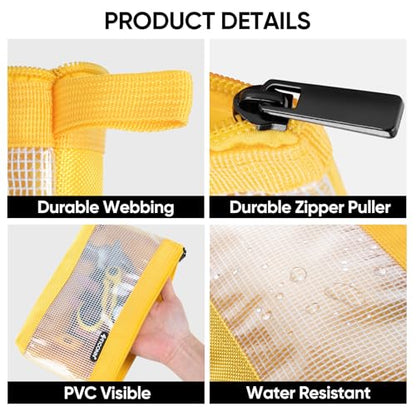 TICONN 9PK Tool Pouches with Zipper, Waterproof 1680D Oxford Small Tool Bag - size: Clear, 9 Pack Combo