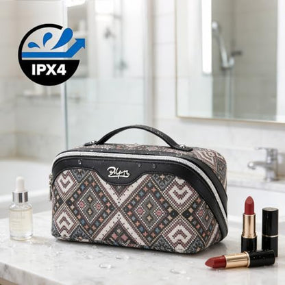 BOYATU Travel Makeup Bag Organizer: Boho Large Capacity Cosmetic Bag Sets - color: 10-Black