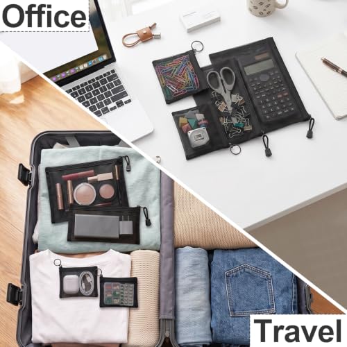 Mesh Bags with Zipper Set (4 Packs), Nylon Makeup Bag Cosmetic Pouches Travel Organizer Case for Purse Diaper Bag Home Organizing Black 2*Mini/1*Medium/1*Large - size: 4 Packs-Mix 3 Sizes