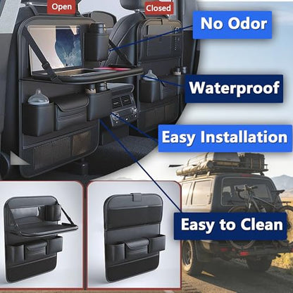 Car Backseat Organizer with Tray, Back of Car Seat Storage Caddy for Kids