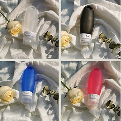 Gym Refillable Bottles Leak Proof Camping Travel Containers with Shower Lanyard,3.3oz TSA Approved Squeezable Silicone Travel Tube Set for Gym Shampoo Lotion Soap - color: 5 Pack: 3.3oz 4C + Shower Lanyard