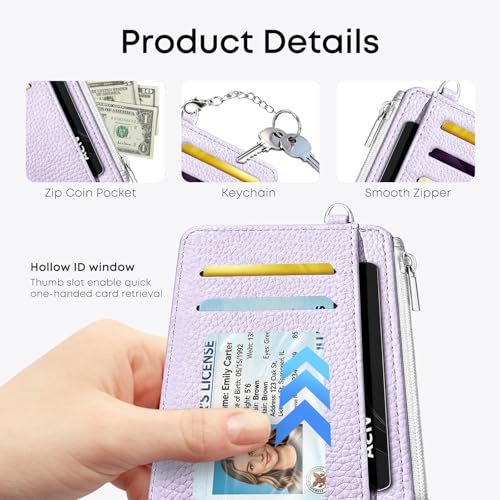 Purple Credit Card Holder Small Wallet for Women - color: Purple
