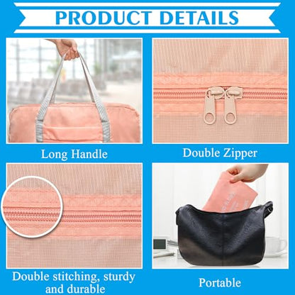 Travel Bag 2PCS Foldable Duffle Tote Weekender Overnight Luggage Bag - color: Pink+Blue
