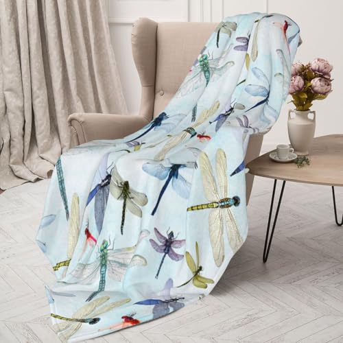 Dragonfly Throw Blanket Flannel Fleece Bed Blankets Lightweight Cozy Plush Blanket for Bedroom Living Sofa Car 50"x40" - color: Dragonfly 6, size: 50"x40"