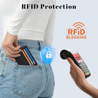Airkit Small Slim ID Case, Womens Credit Card Holder Wallet, RFID Sleeve - color: Classic Black