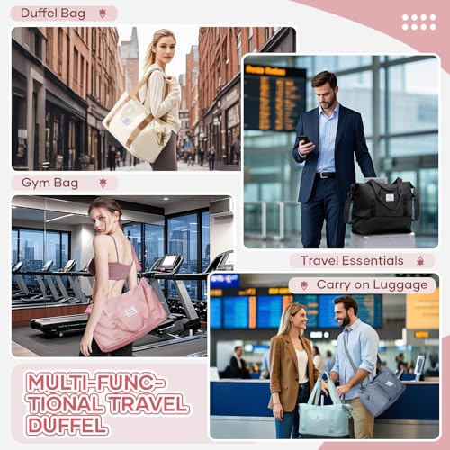 Travel Duffel Bag Carry On Overnight Weekender Bags for Women Hospital Tote - color: B-pink-expandable, size: X-large
