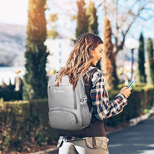 ZOMAKE Lightweight Packable Backpack 30L, Foldable Travel Hiking Daypack - color: Sliver Grey, size: 30L