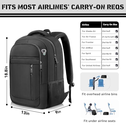 17 inch Travel Laptop Backpack, Business Work College Large Big Backpack - color: Black, size: XX-Large