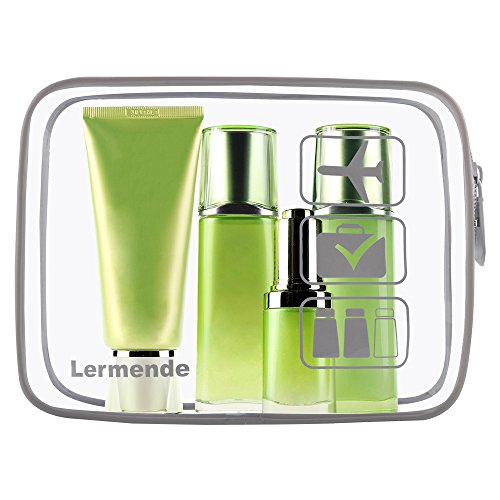Lermende Clear Toiletry Bag TSA Approved Quart Size Travel Carry On - 2Pcs - color: Gray, size: 2 Pack