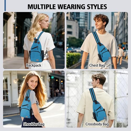 Geestock Convertible Sling Bag Crossbody Backpack for Women Men, Blue - color: Blue, size: Small