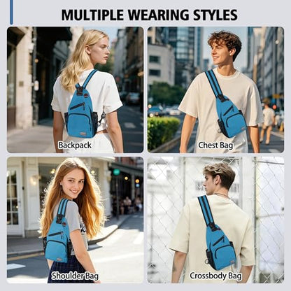 Geestock Convertible Sling Bag Crossbody Backpack for Women Men, Blue - color: Blue, size: Small