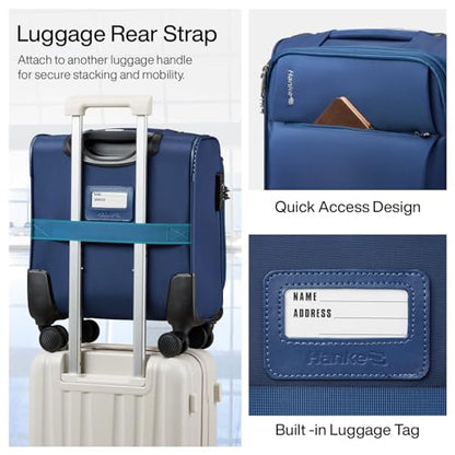 Hanke Underseat Carry On Luggage with Wheels, Small Suitcase, Rolling Bag - color: Blue, size: 16 Inch Underseat