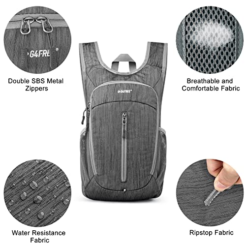 G4Free 10L Hiking Backpack Small Travel Hiking Daypack Lightweight Packable Backpack Casual Foldable Shoulder Bag - color: Dark Grey