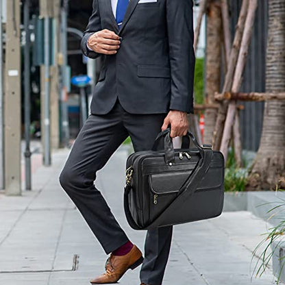 Polare Napa Leather 16" Business Briefcase Laptop Messenger Bag for Men