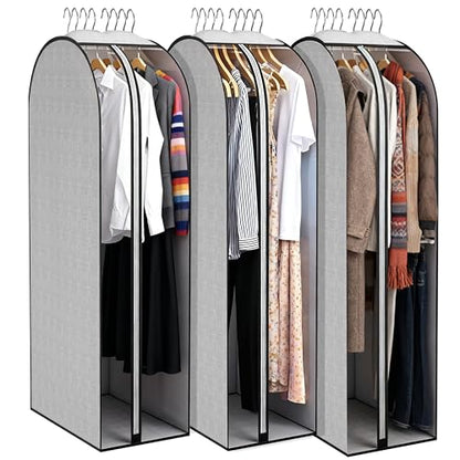 3 Pcs 10" Gusseted Garment Bags 40" & 50" PEVA Breathable Dust Cover