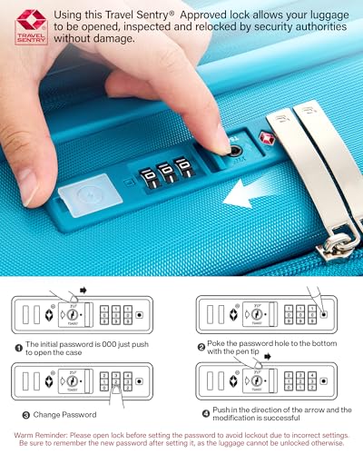 Hanke Top Opening 28" Large Luggage Expandable Hard Shell Caribbean Blue - color: Caribbean Blue, size: 28 Inch EXT