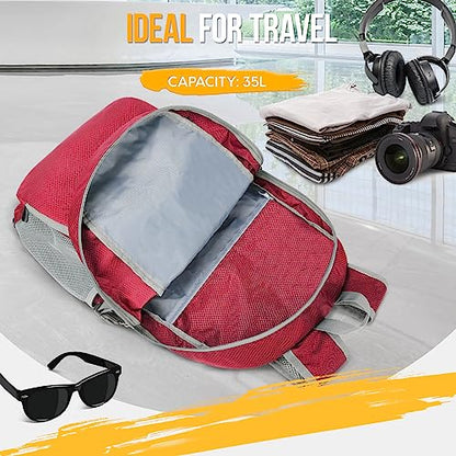 ZOMAKE Lightweight Packable Backpack 35L, Water Resistant Foldable Day Pack - color: C-bright Red