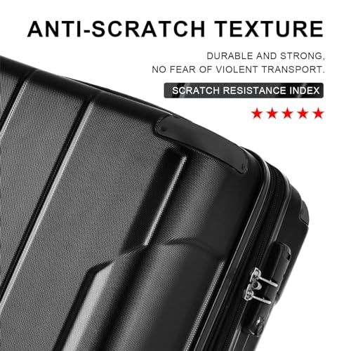Merax 20" Hardshell Carry-On Luggage Airline Approved with TSA Lock - color: Black Single, size: 20 Inch