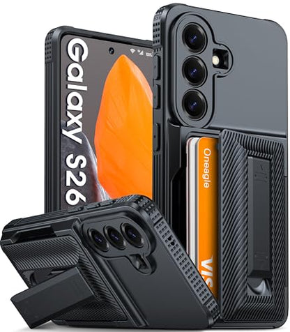 Oneagle Wallet for Samsung Galaxy S26 Case with Card Holder & Kickstand - color: Black, size: Galaxy S26