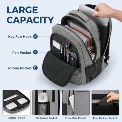 MATEIN Travel Laptop Backpack, 15.6 Inch College School Computer Bag, Grey - color: Austere Grey, size: 15.6 Inch