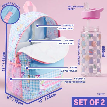 Get Trend Hello Kitty Girls Backpack & Water Bottle, Kawaii 2 Piece Set - color: Multi Hello Kitty