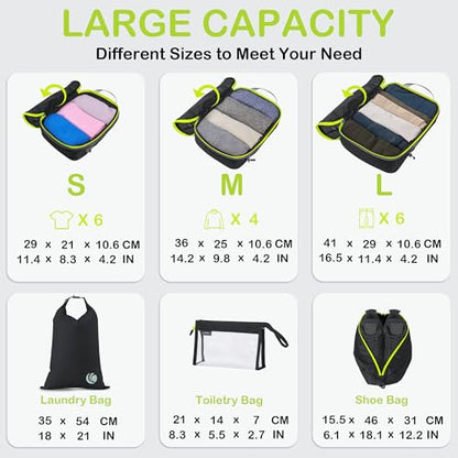 Cipway Compression Packing Cubes for Travel (8 Piece,Black) - color: Black, size: 8PCS