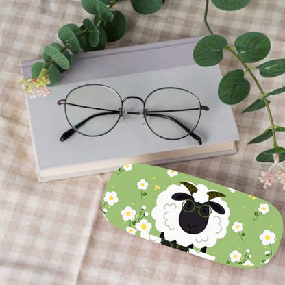 CREATCABIN Hard Shell Glasses Case Leather Sunglasses Cases Eyeglasses Holder Pouch - style: Sheep
