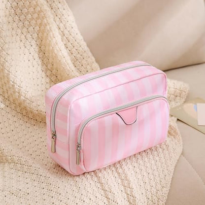 RSRSLEII Waterproof Striped Travel Makeup Bag(02 Compartments) - color: 02 Compartments