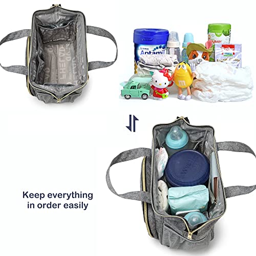 FHELAD HELAD Small Diaper Bag Backpack, 4 in 1 Mini Baby Bag for Short Trip - color: Gray
