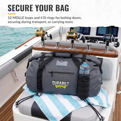 80L Grey Waterproof Duffel Bag, Tactical Roll Top Dry Bag - color: Gray