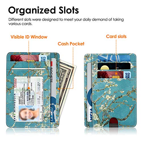 FINTIE Slim Front Pocket Wallet, RFID Blocking Credit Card Holder - color: Blossom