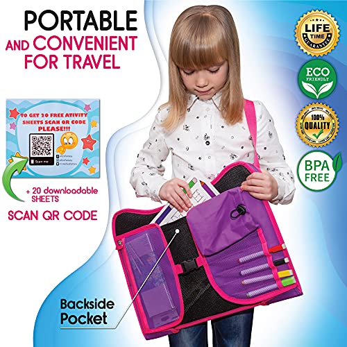 Kids Travel Tray - Toddler Car Seat Tray & Lap Desk - Pink - color: PINK