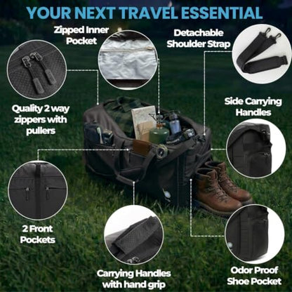 Bago Travel Duffle Bag for Women & Men. Extra Large Foldable Duffel Bags - color: All Black, size: 140L