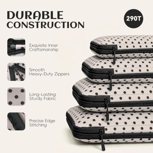 4 Set Compression Packing Cubes for Travel Essentials,Compressible Expandable Packing Cubes for Suitcase, Luggage Organizer Bags for Travel