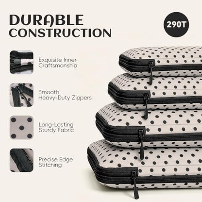 4 Set Compression Packing Cubes for Travel Essentials,Compressible Expandable Packing Cubes for Suitcase, Luggage Organizer Bags for Travel