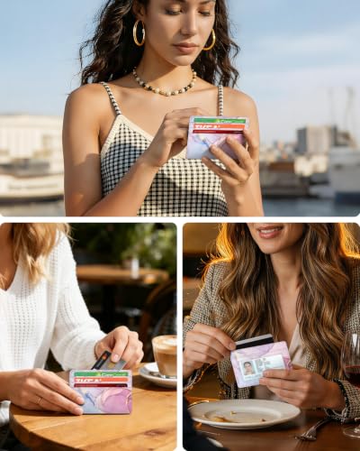 FINTIE Slim Minimalist Front Pocket Wallet RFID Blocking Credit Card Holder - color: glittering marble