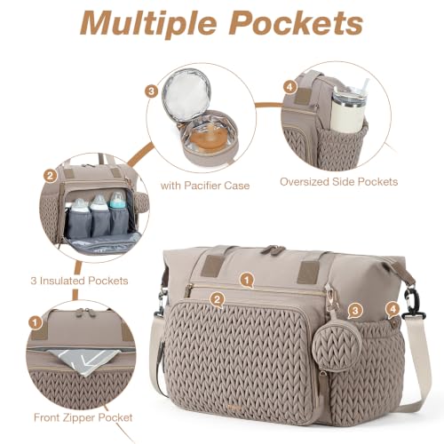 Diaper Bag Tote, Large Baby Hospital Bag for Labor Delivery Mom - color: Taupe