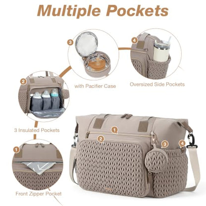 Diaper Bag Tote, Large Baby Hospital Bag for Labor Delivery Mom - color: Taupe