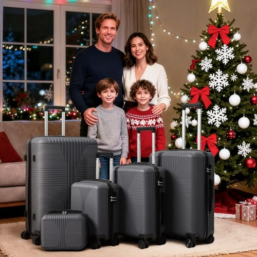 Karl home Luggage Sets 4 Piece, Dark Grey, 16/20/24/28" - color: Dark Grey, size: 4 Piece Set (16in/20in/24in/28in)