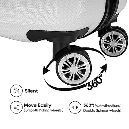 GinzaTravel 3-piece Luggage Sets ABS Hardshell Suitcase Large Suitcases | with TSA Lock,Expandable,Hardshell,Friction-Resistant Includes 20",24"&28" Baggage Case,Four Multi-Directional Wheels - color: White color