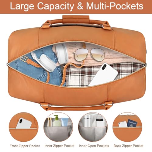 ITIEZY Weekender Bag for Women 21.5" Travel Duffel Large Carry On Bag 3PCS - color: 7-Brown, size: Large