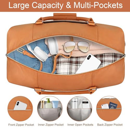 ITIEZY Weekender Bag for Women 21.5" Travel Duffel Large Carry On Bag 3PCS - color: 7-Brown, size: Large