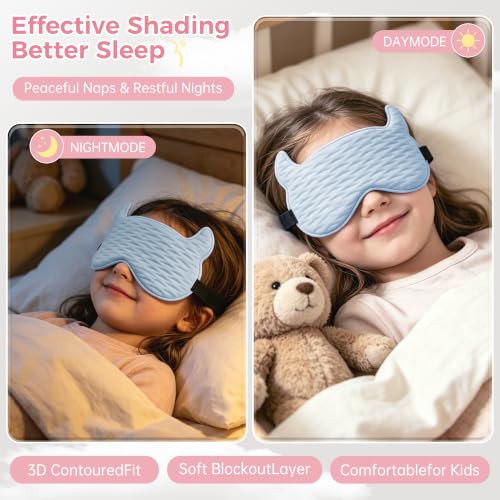 Kids Sleep Mask, Contoured 3D Sleep Mask for Kids, Girls Boys Ages 5-15 - color: Blue
