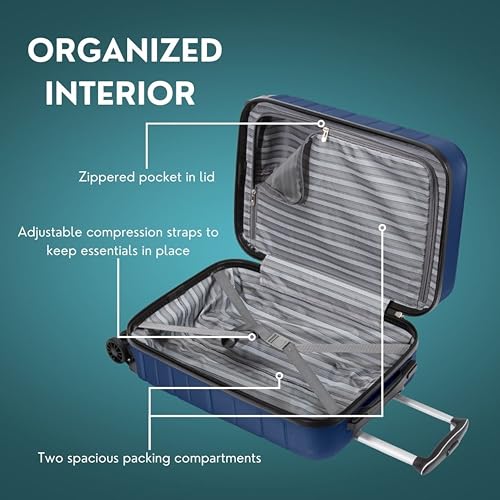 Skyway Epic 2.0 Hardside Lightweight and Durable ABS Shell Luggage, Spacious with 8-Wheel Spinners, Comfort Grip with Telescoping Handle, Men and Women, Royal Blue, 2-Piece Set (20,28) - color: Royal Blue, size: 2-Piece Set (20, 28)