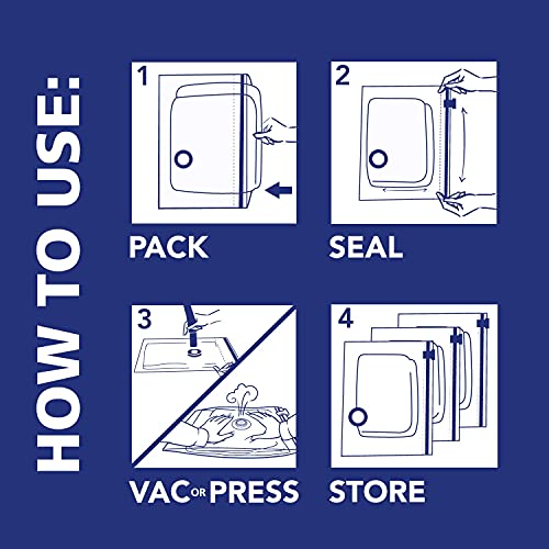 Hefty Shrink-Pak - 3 Extra Large Vacuum Storage Bags for Clothes, Pillows, Towels, or Blankets - Space Saver Vacuum Sealer Bags Ideal Under Bed Storage Solutions - size: Solo, style: 3 X-Large / Clothing