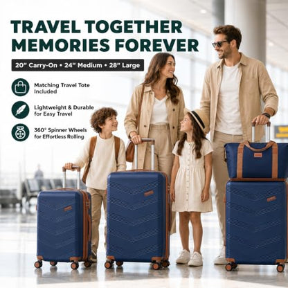 CONCEPTEN Luggage Sets 5 Piece, Expandable Hardside Suitcase with Spinner Wheels, 20/24/28 inch Travel Luggage Set, Lightweight Carry On with TSA Lock (Dark Blue) - color: Dark Blue, size: 5 Piece